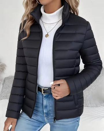 Women's Lightweight Quilted Stand-Collar Puffer Jacket - Green