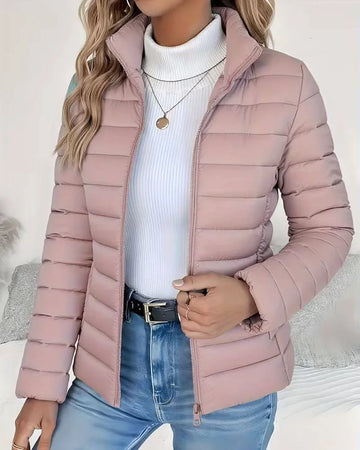 Women's Lightweight Quilted Stand-Collar Puffer Jacket - Green