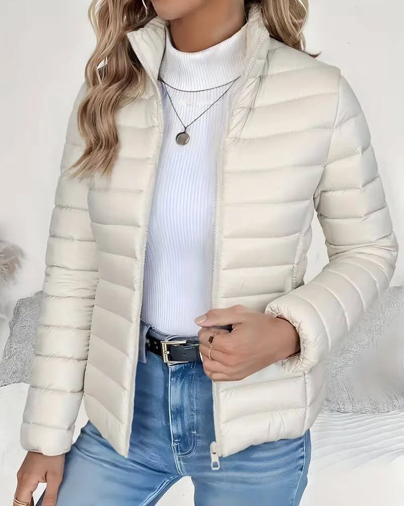 Women's Lightweight Quilted Stand-Collar Puffer Jacket - Green