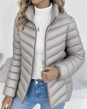 Women's Lightweight Quilted Stand-Collar Puffer Jacket - Green