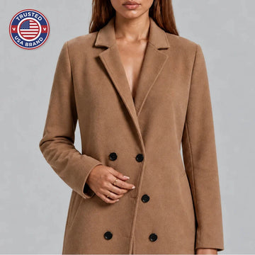 Women's winter long coat double-breasted overcoat