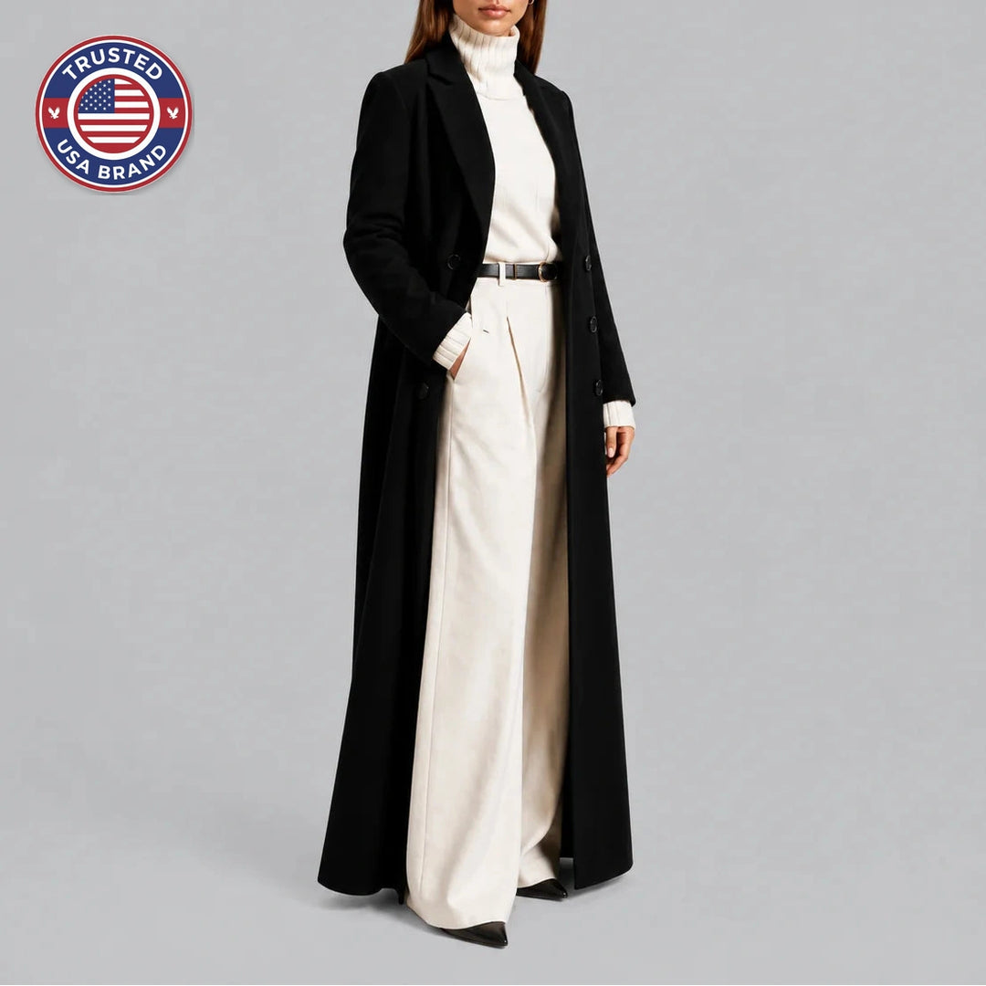 Women's winter long coat double-breasted overcoat
