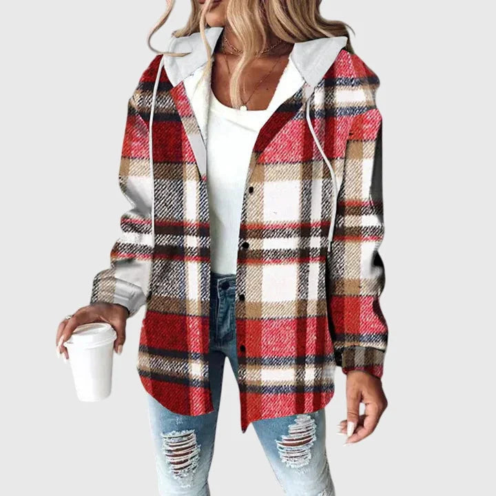 Women's Mesh Button Placket Jacket - Red