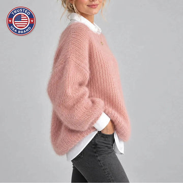 Women’s oversized winter chunky knit jumper with balloon sleeves