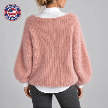 Women’s oversized winter chunky knit jumper with balloon sleeves