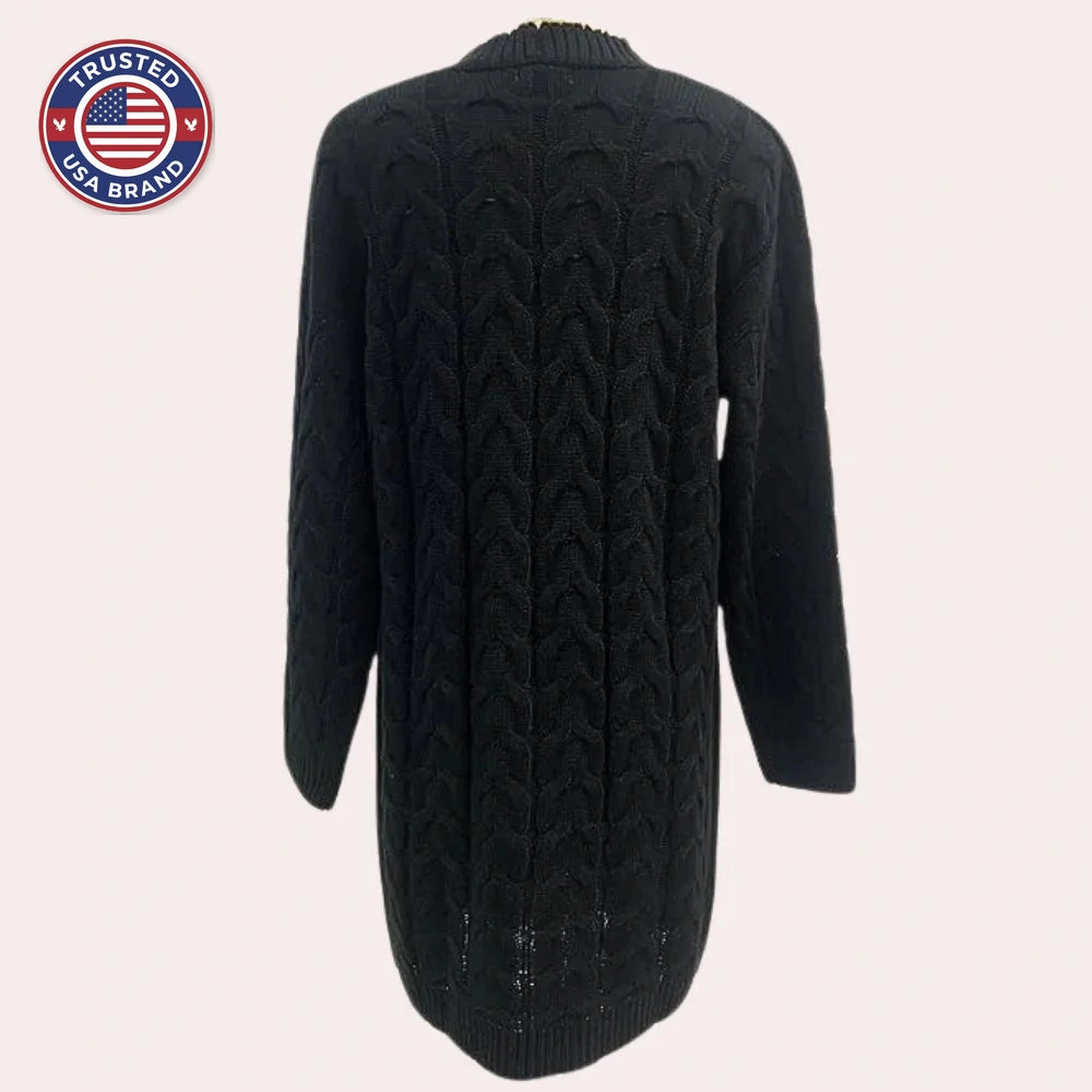 Women's button-front oversized long knit winter cardigan sweater