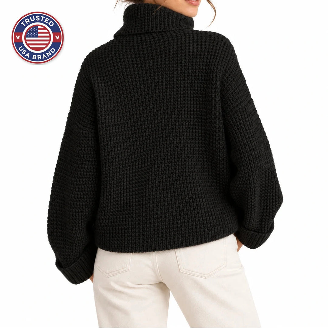 Women's roll neck oversized winter chunky knit sweater