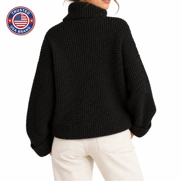 Women's roll neck oversized winter chunky knit sweater