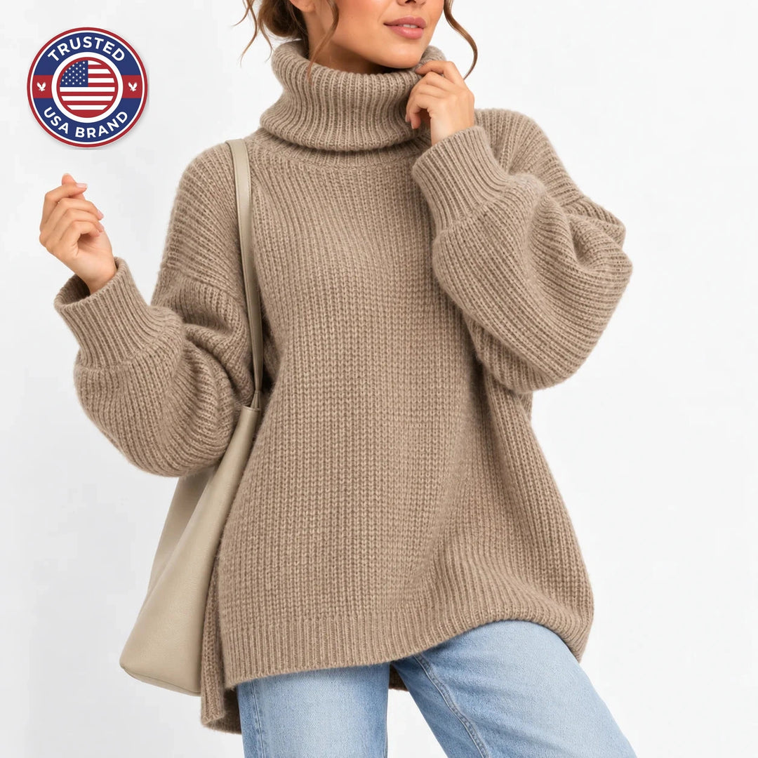 Women's roll neck oversized winter chunky knit sweater