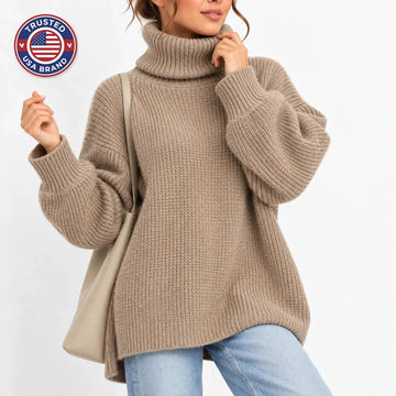 Women's roll neck oversized winter chunky knit sweater
