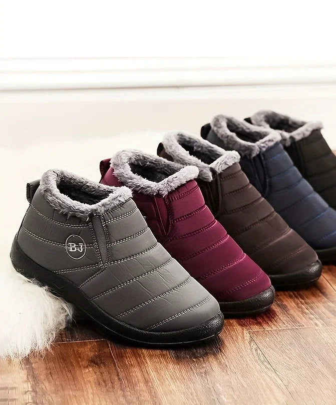 Women's padded faux fur winter snow boots in Grey