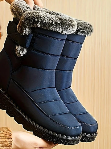 Women's platform winter snow boots in Navy