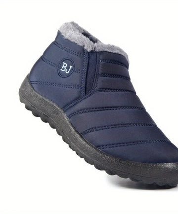 Women's plush lined ankle winter boots in Blue