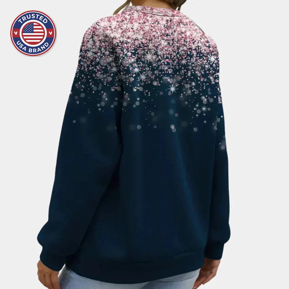 Women's printed crew neck winter jumper with long sleeves