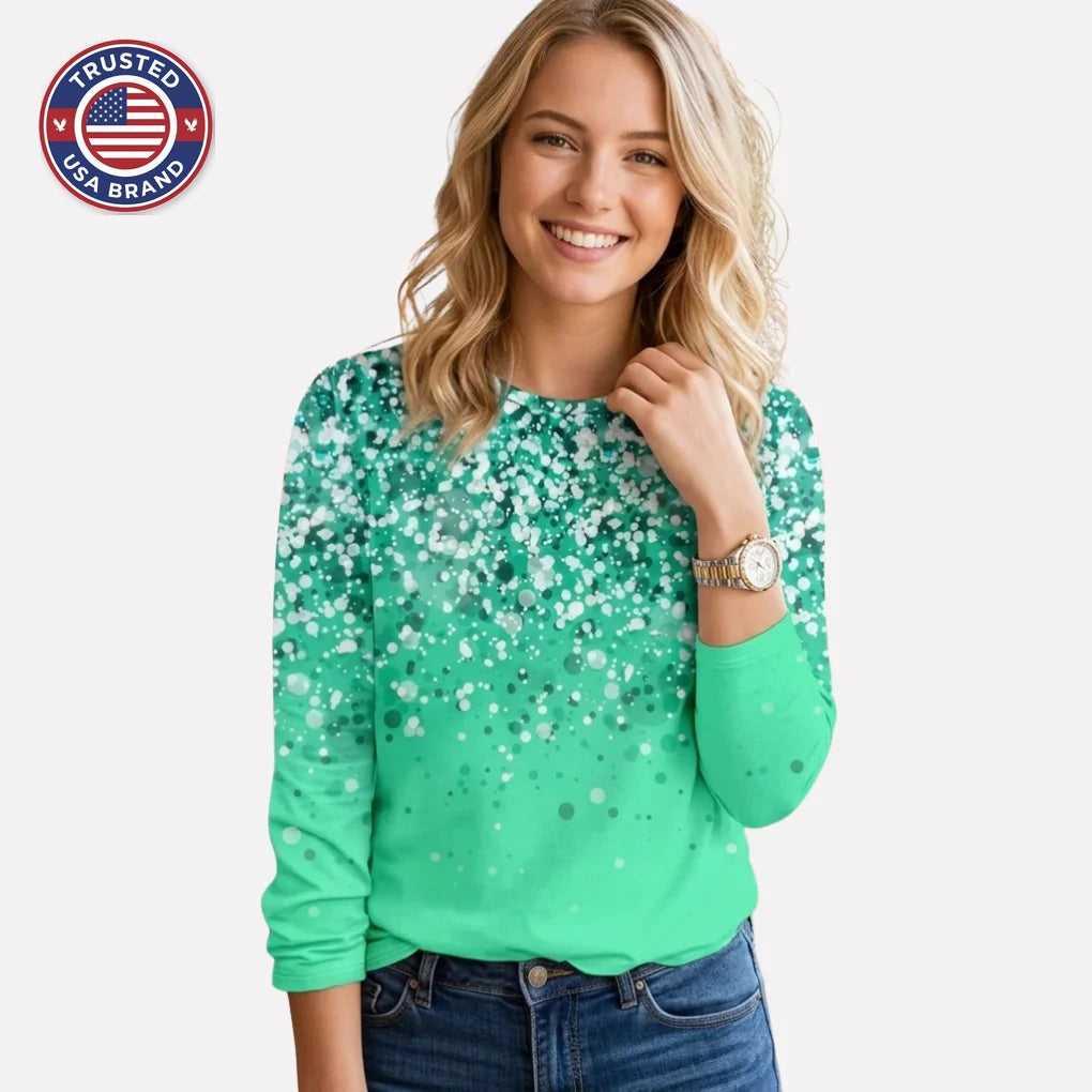 Women's printed crew neck winter jumper with long sleeves