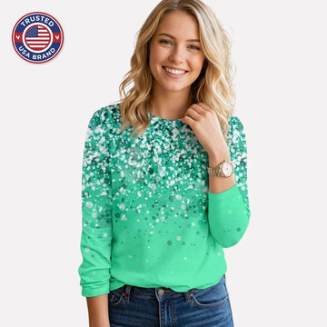 Women's printed crew neck winter jumper with long sleeves