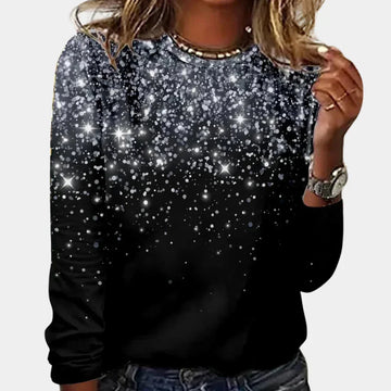 Women's printed crew neck winter jumper with long sleeves in Grey