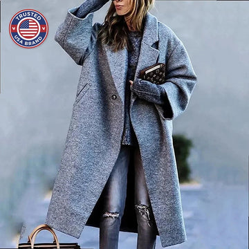 Women's printed wool blend winter long coat