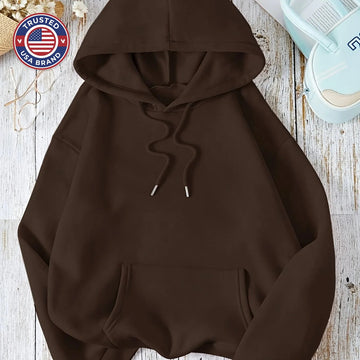 Women's comfy winter hoodie with drawstring neckline in Black