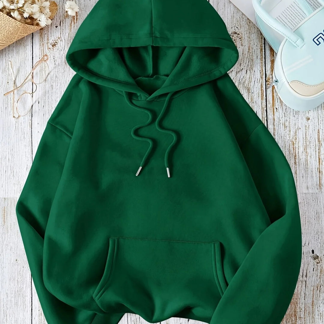 Women's comfy winter hoodie with drawstring neckline in Green