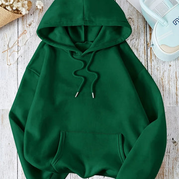 Women's comfy winter hoodie with drawstring neckline in Green