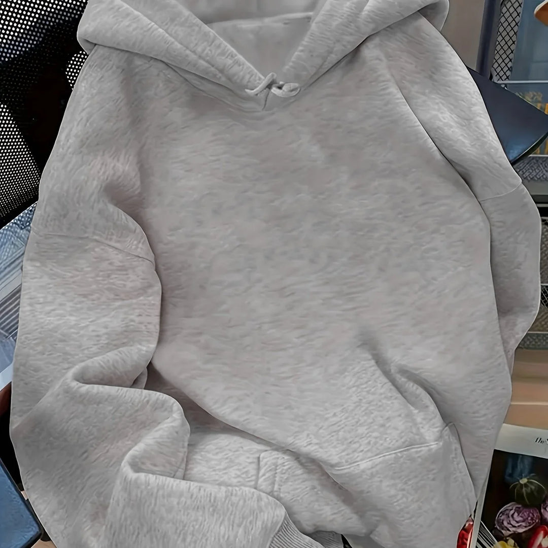 Women's comfy winter hoodie with drawstring neckline in Grey