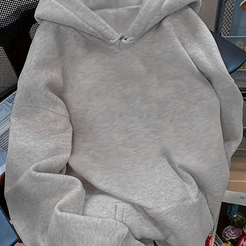 Women's comfy winter hoodie with drawstring neckline in Grey