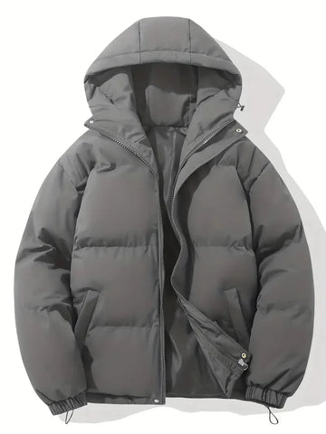 Women's quilted winter puffer jacket with stand collar in Dark Grey