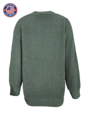 Women's relaxed button-front winter cardigan with pockets