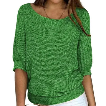 Women's relaxed fit winter jumper with three-quarter sleeves in Green