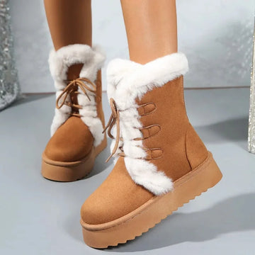 Women's retro mid-calf winter snow boots