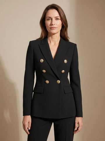 Women's tailored double-breasted gold-button winter blazer