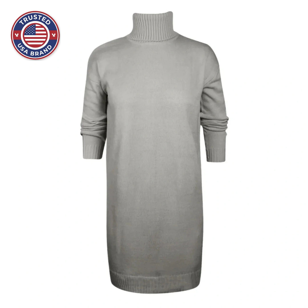 Women's turtleneck knit winter jumper dress long sleeve
