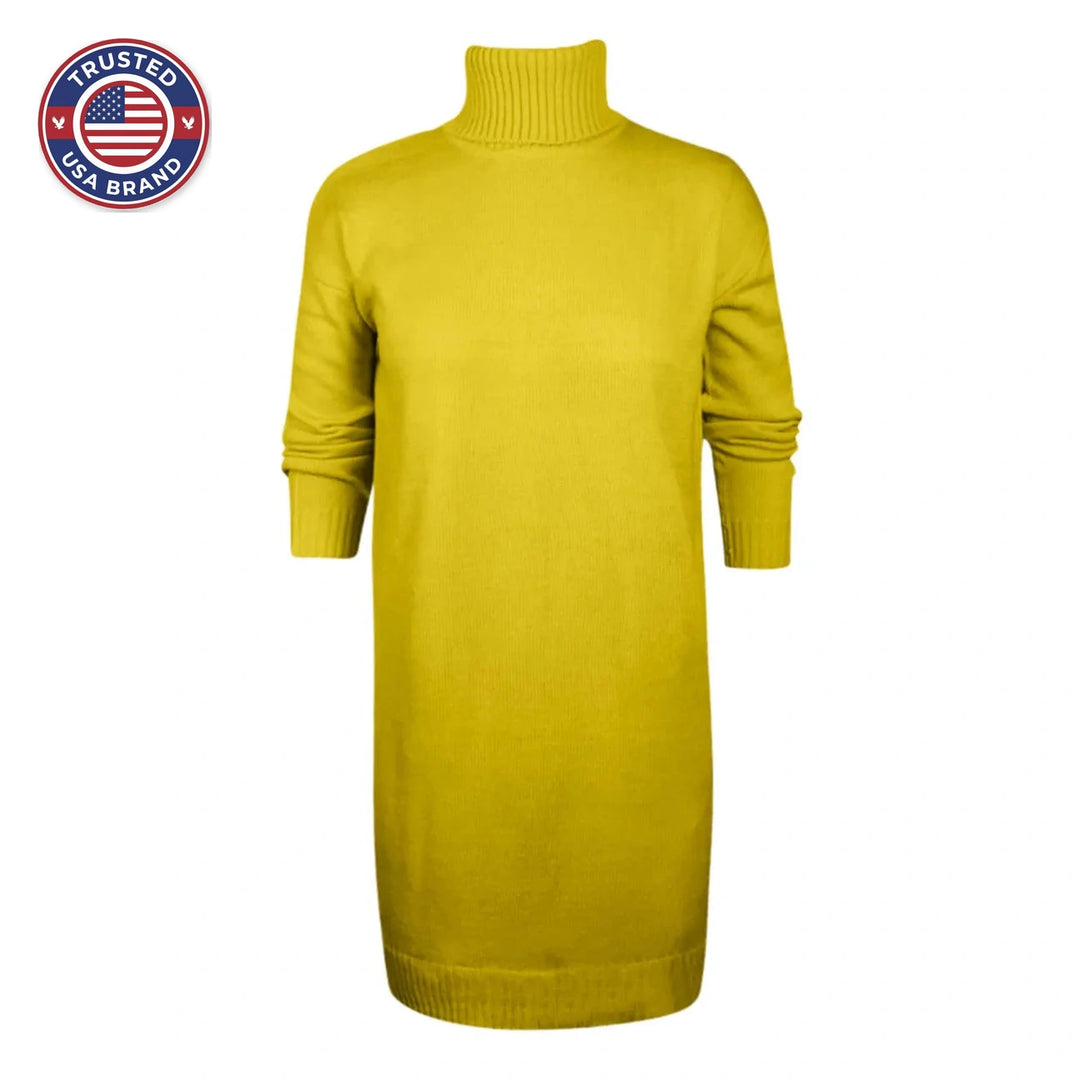 Women's turtleneck knit winter jumper dress long sleeve