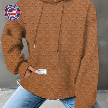 Women's comfy waffle knit winter hoodie with kangaroo pocket in Dark gray