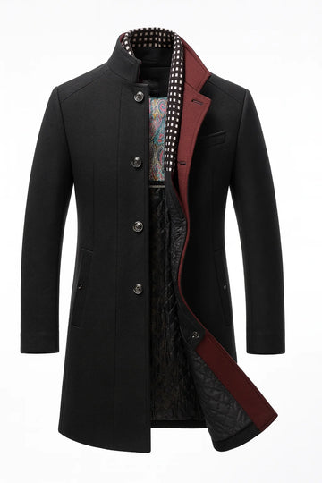 Women's smart winter wool coat with lapel in Black