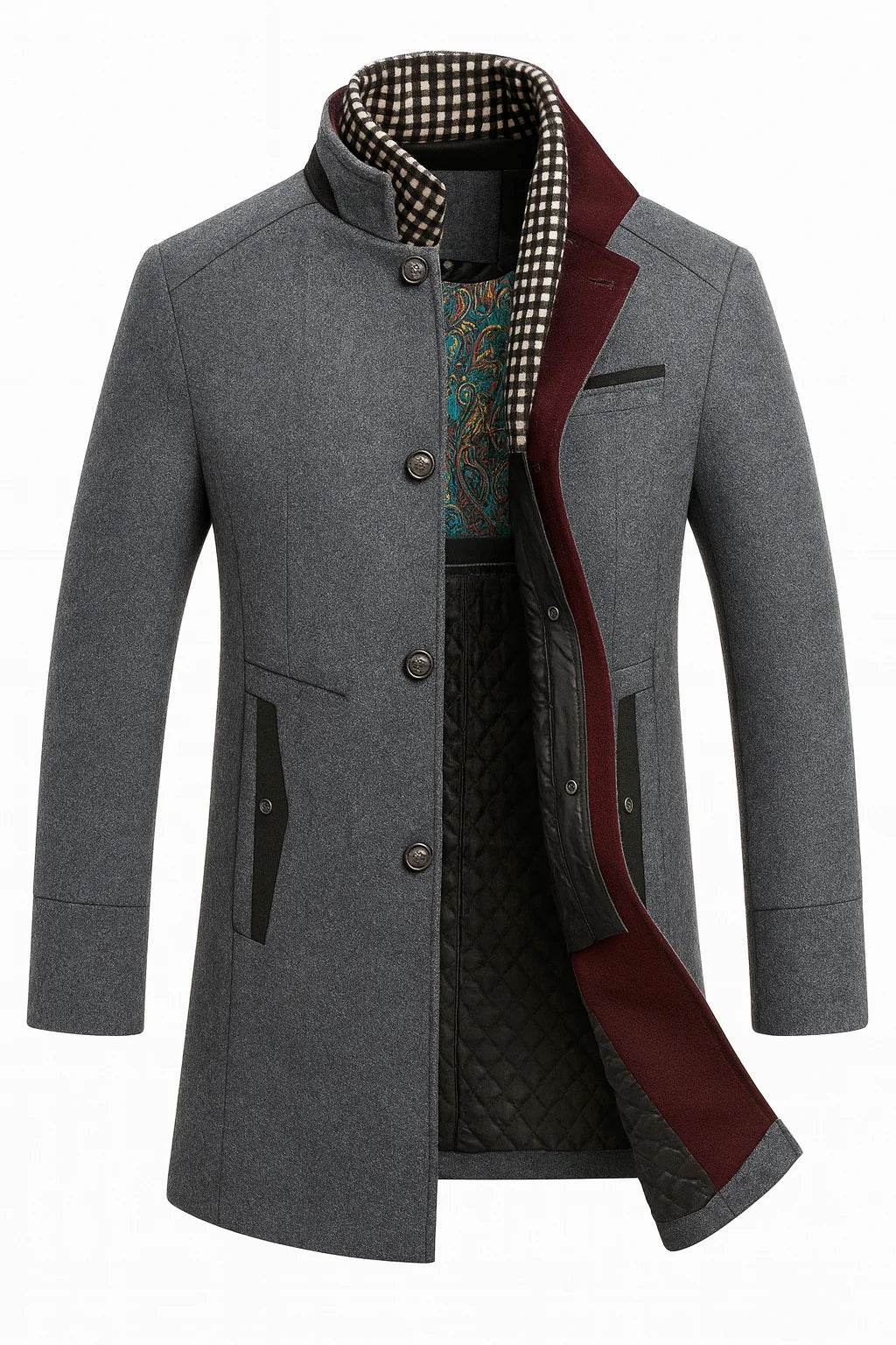 Women's smart winter wool coat with lapel in Gray