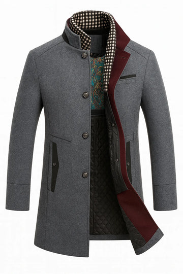 Women's smart winter wool coat with lapel in Gray