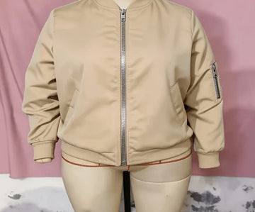 Women's zip-up winter bomber jacket with ribbed baseball collar in purple in Wheat